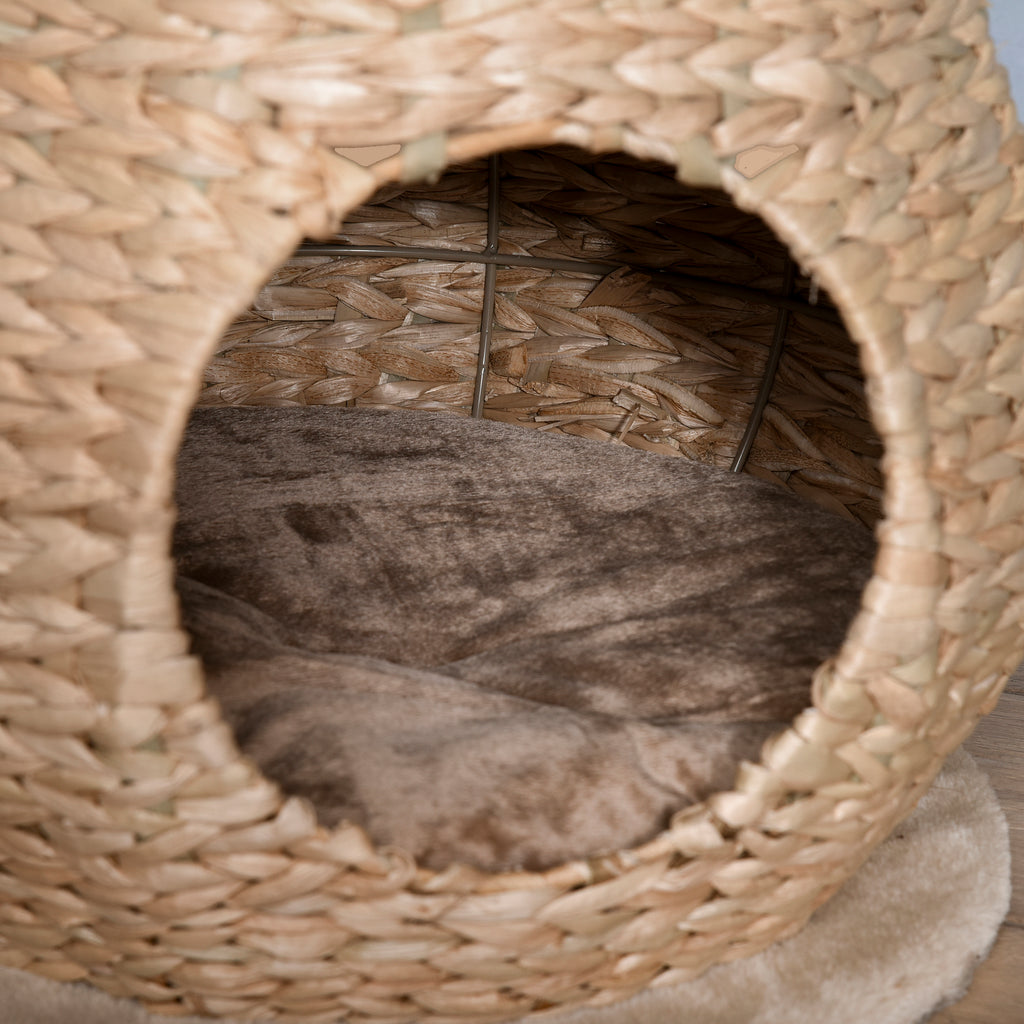 PawHut Katzenbaum Kratzbaum Kätzchen Möbel mit Katzenhöhle Ballspielzeug Sisal weiche Plüsch Höhe 82,5 cm Gelb